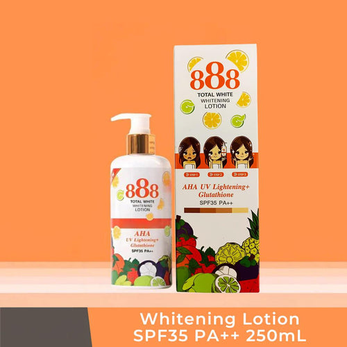 BEAUTY AMBITION 888 Total White Whitening Lotion AHA UV Lightening + Glutathione SPF-35 PA++ Product of Thailand