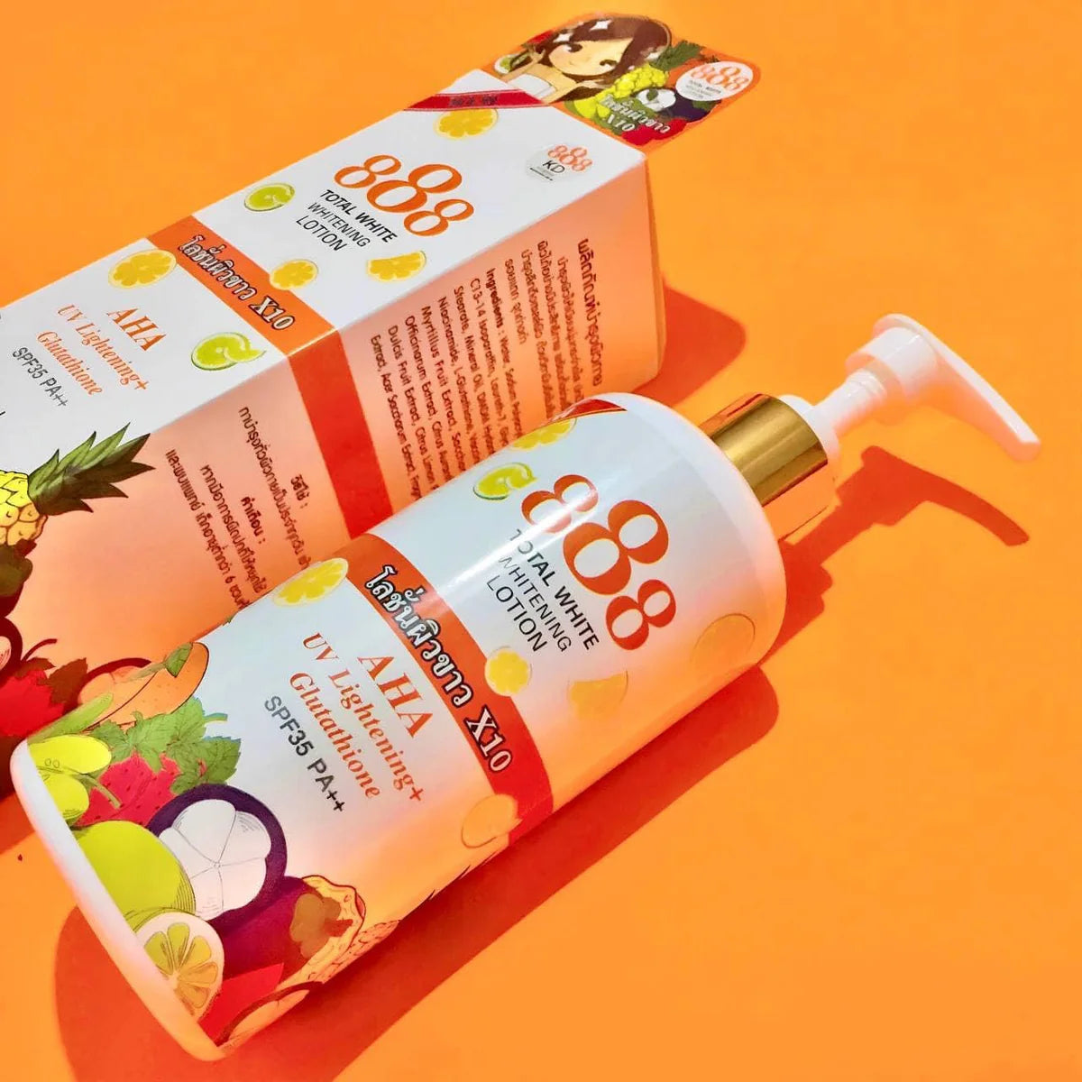 BEAUTY AMBITION 888 Total White Whitening Lotion AHA UV Lightening + Glutathione SPF-35 PA++ Product of Thailand